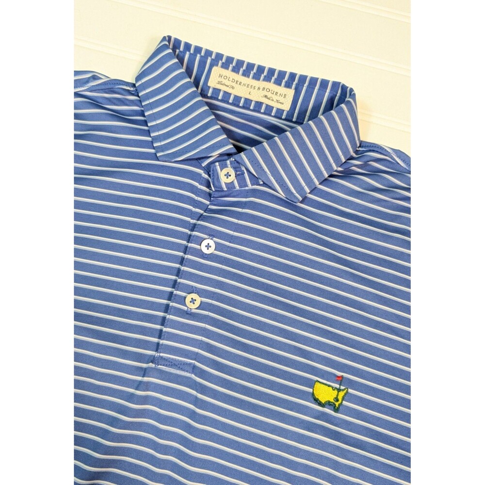 Holderness & Bourne Tailored Fit LARGE Polo Augusta National Golf Club Logo FLAW